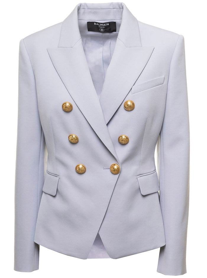 6 Buttons Grain De Poudre Jacket Violet Wool Blazers