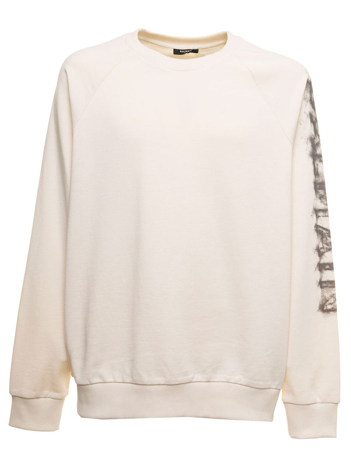 Balmain Charcoal Sweatshirt Beige Cotton Sweatshirts