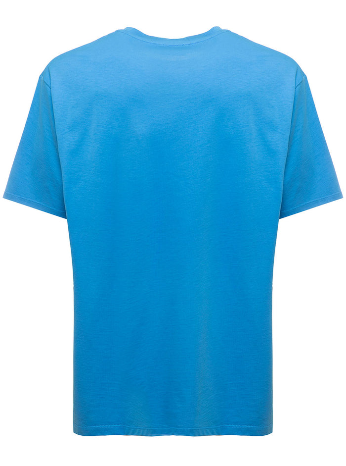 Light Blue Pokémon T-Shirt Cotton Jersey With Fronty Print Balmain Man Blu Tshirts And Polo Shirts