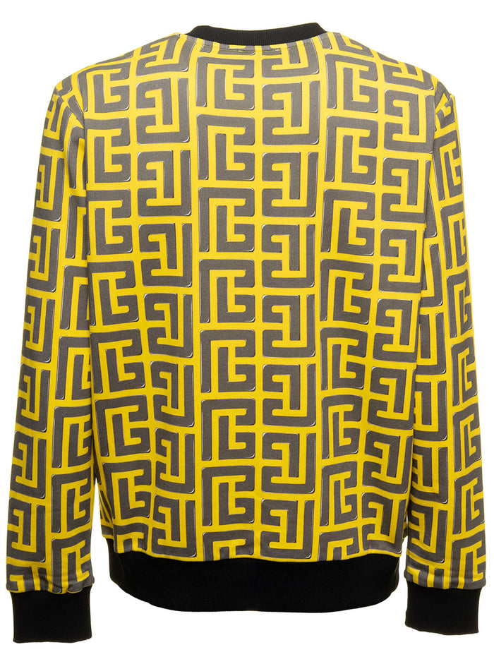 Pokémon Multicolour Jersey Sweatshirt With Allover Printed Pattern Balmain Men Yellow Cotton Elastane Sweatshirts