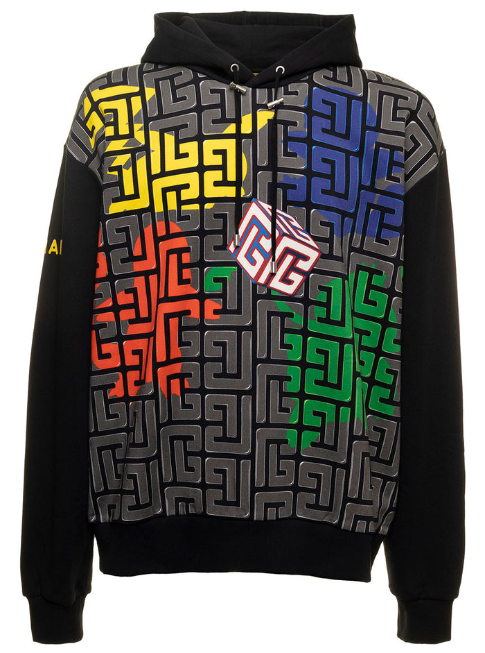 Multicolor Pokémon Hoddie Cotton Jersey With Printed Pattern On Front And Back Balmain Man Black Elastane Sweatshirts