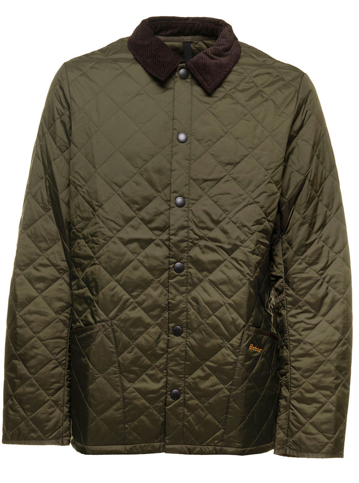 Olive Green Quilt Jacket Man Barbour Polyamide Down