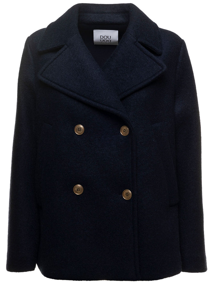 Doible Breasted Peacoat Blu Outerwear