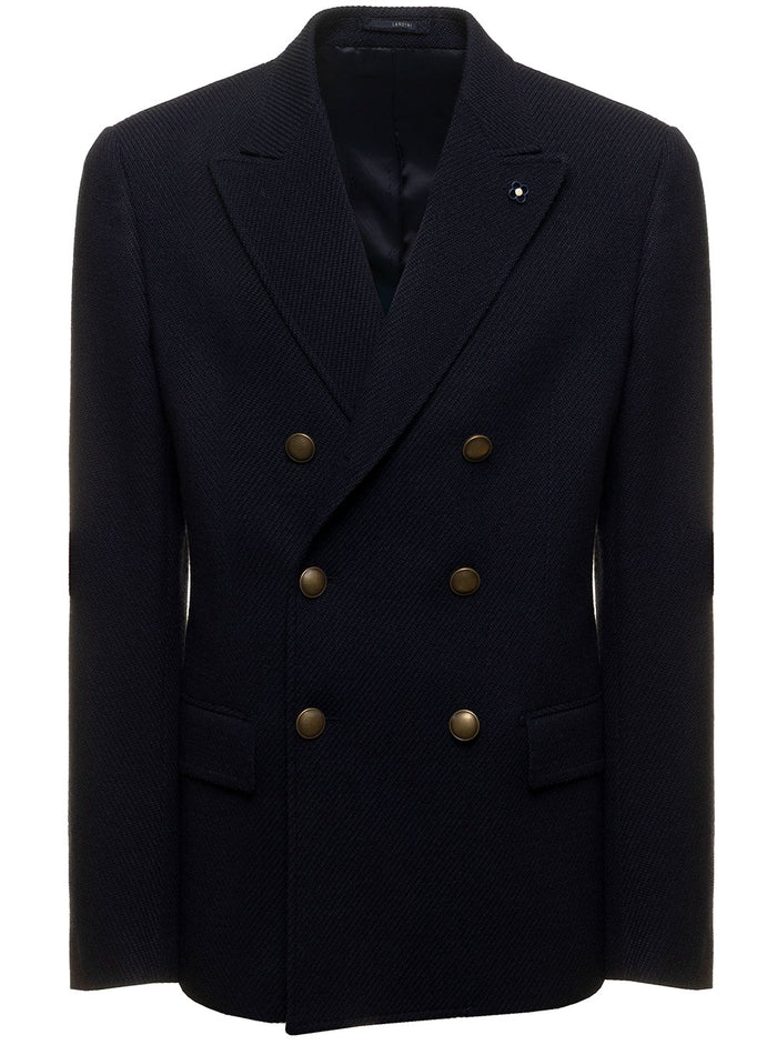 Look Vetrina 2 Giacca Mower Diagonale Grosso Foderato Blu Wool Cotton Elastane Blazers