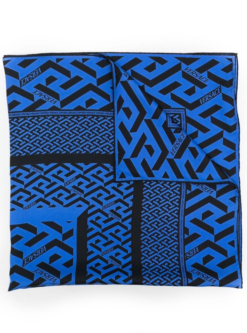 Printed Twill Silk 90 X Foulard Blu Scarfs And Foulards