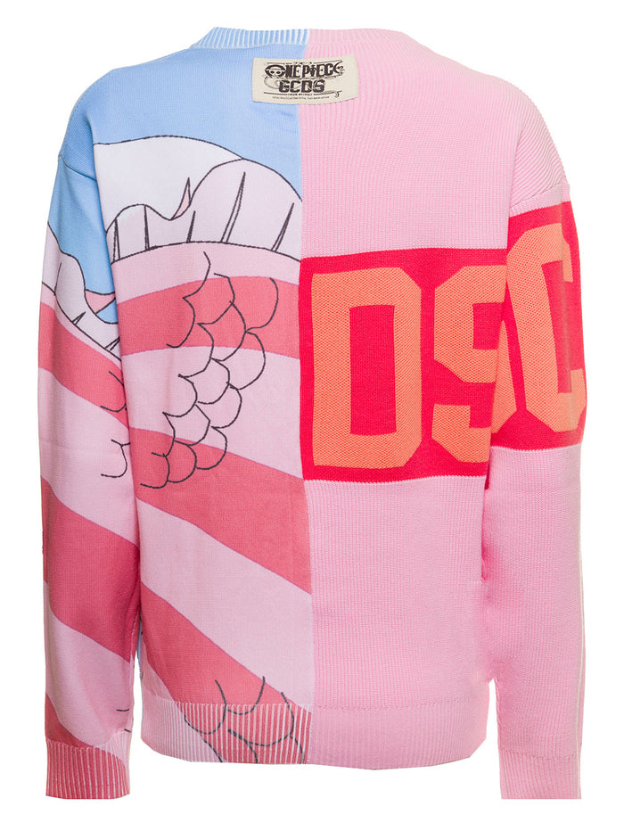 Gcds Womans Shirahoshi Hybrid Sweater Pink Cotton Sweatshirts