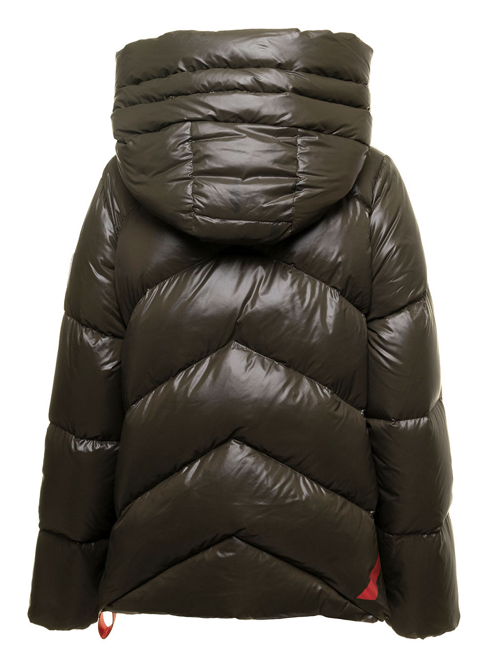 Helsinki Military Green Padded Down Jacket With Hood Polyamide Woman After Label