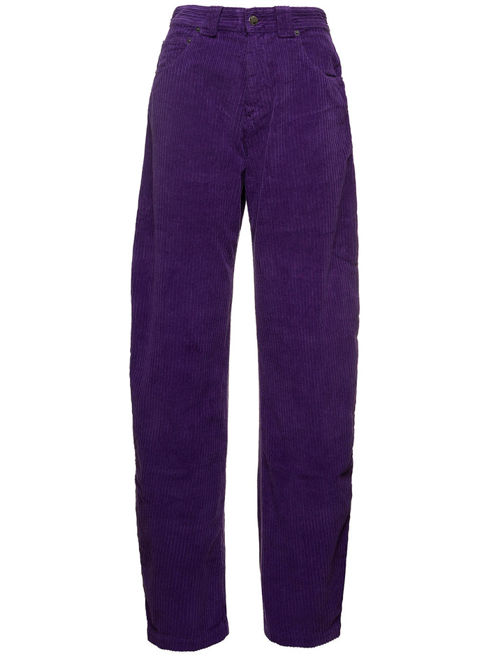 Audrey Garment Dyed Corduroy Violet Trousers