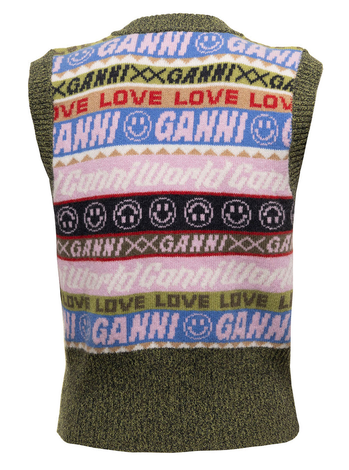 Graphic V-Neck Vest Blazers