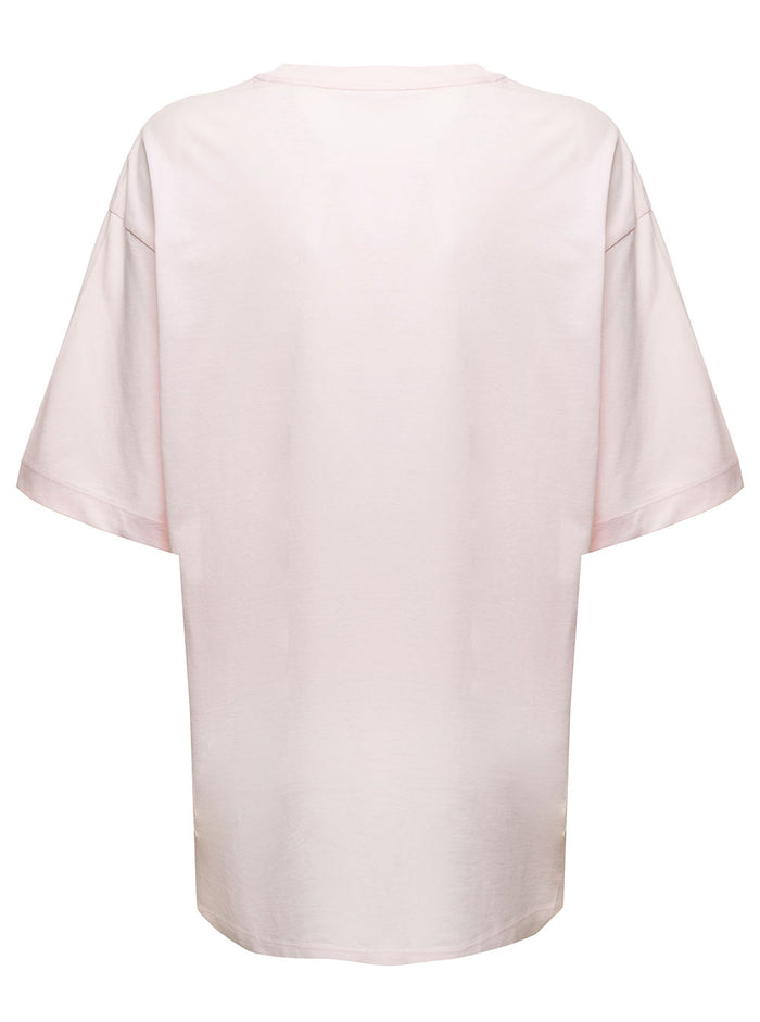White Logo Lettering Printed T-Shirt Cotton Woman Marni Pink Tshirts And Polo Shirts
