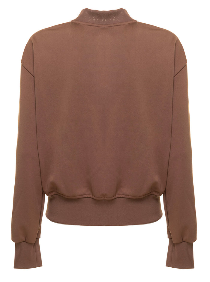 Bomber Jacket Brown Polyester Sweatshirts
