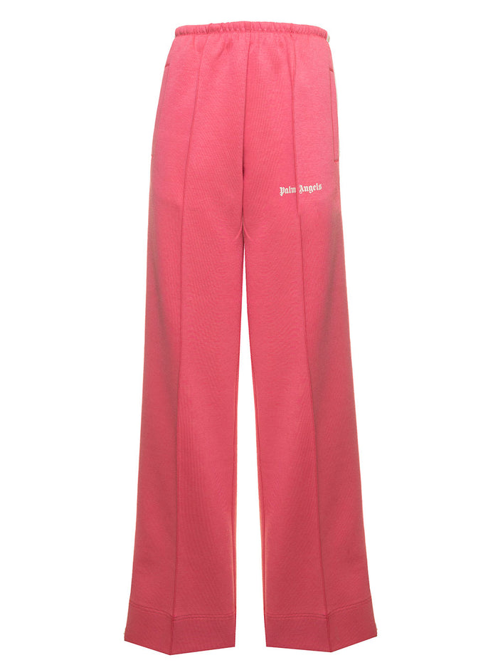 Pink Loose Pants With Side Stripes Cotton Blend Woman Palm Angels Polyester Trousers