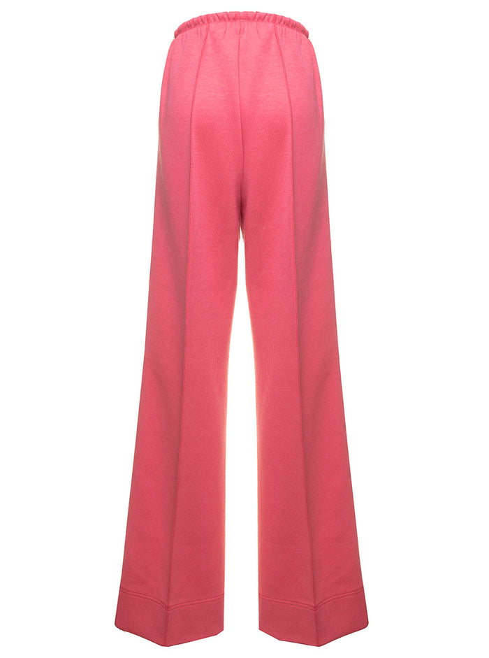 Pink Loose Pants With Side Stripes Cotton Blend Woman Palm Angels Polyester Trousers