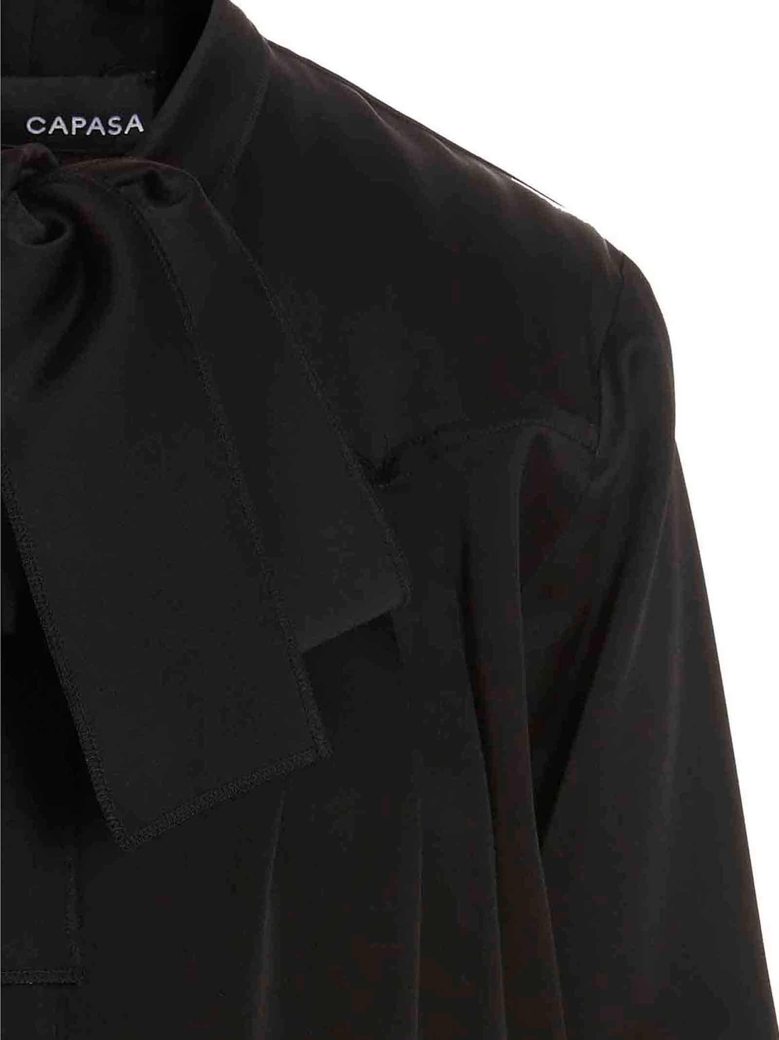 Pussybow Blouse Black Acetate Viscose Shirt