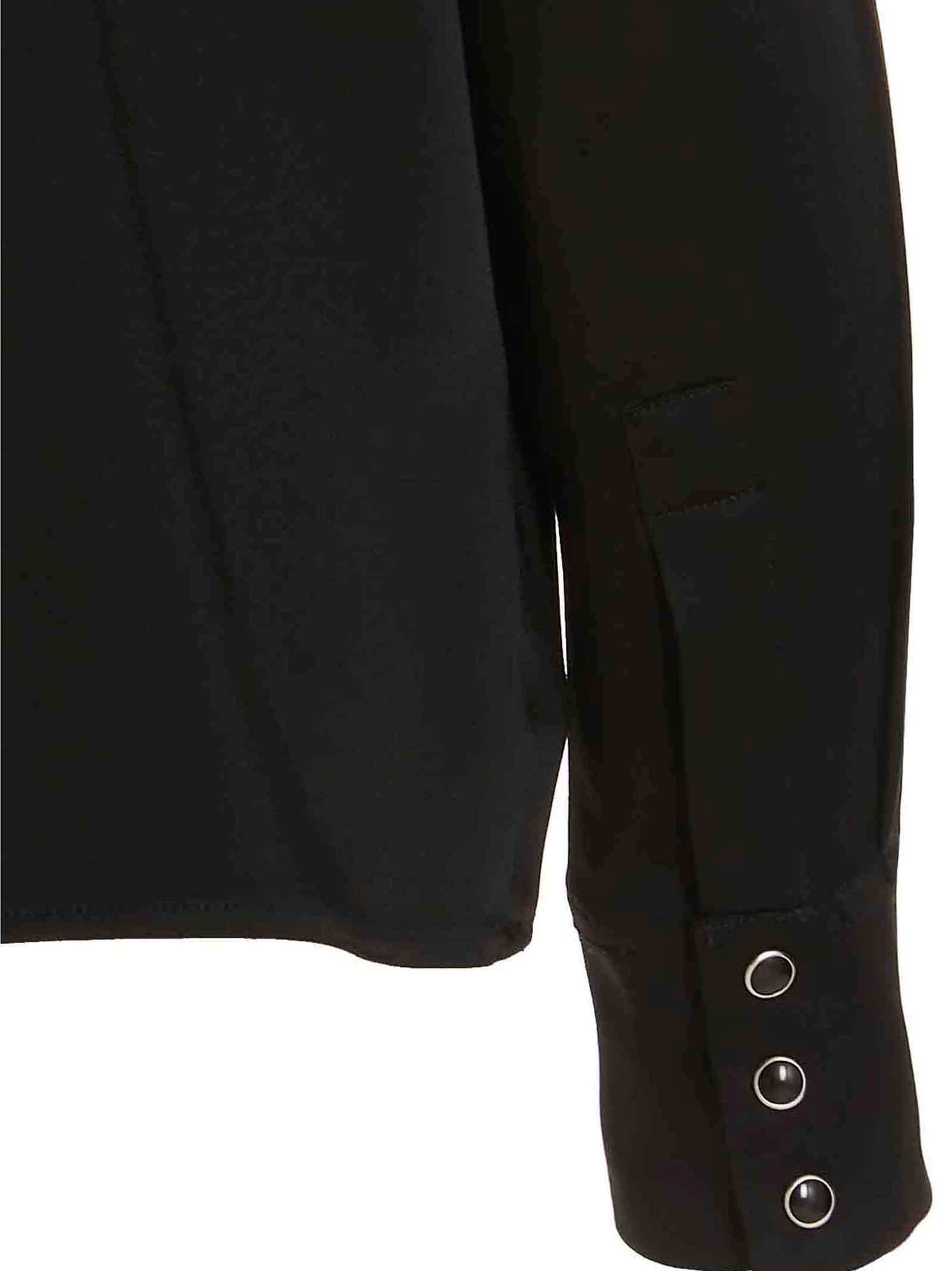 Pussybow Blouse Black Acetate Viscose Shirt