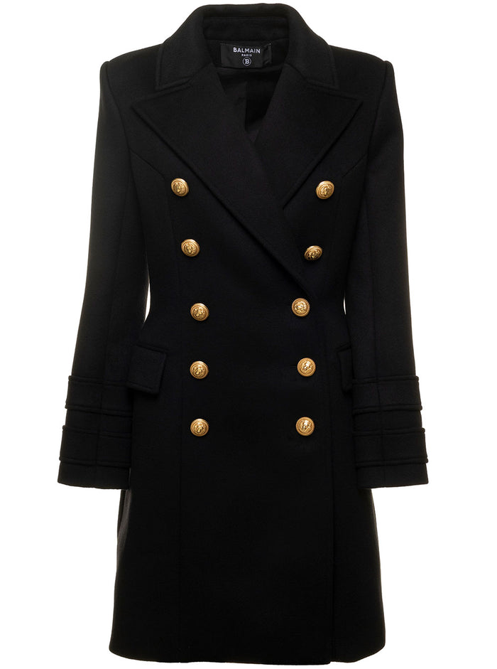 6 Buttons Coat Black Wool