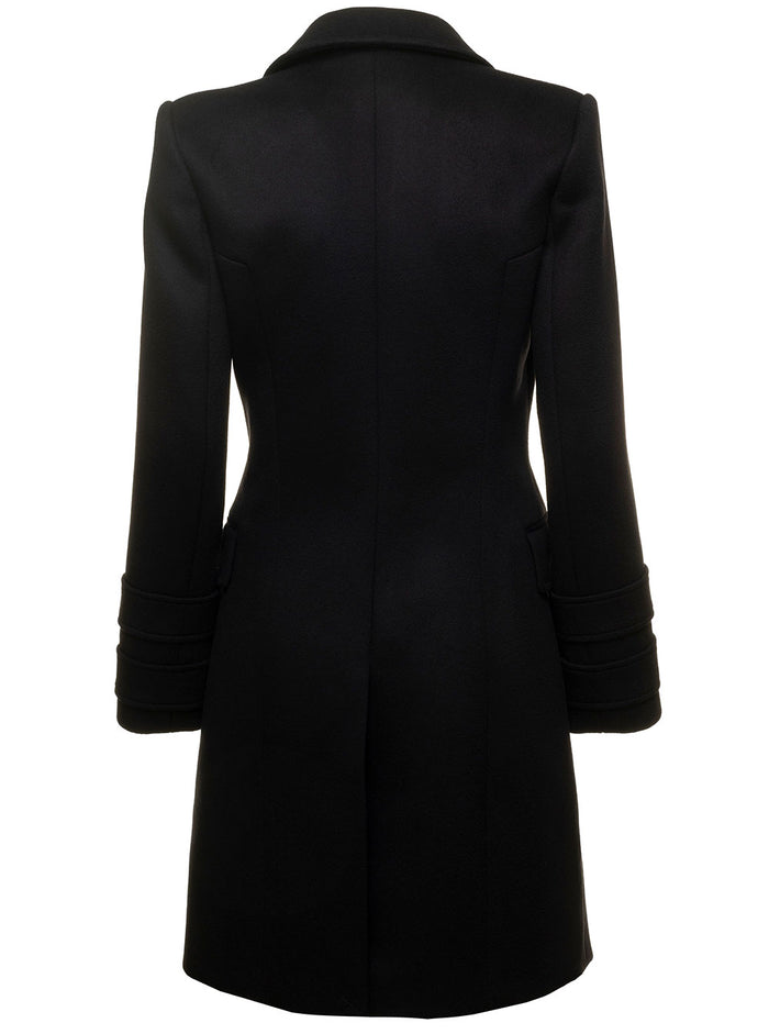 6 Buttons Coat Black Wool