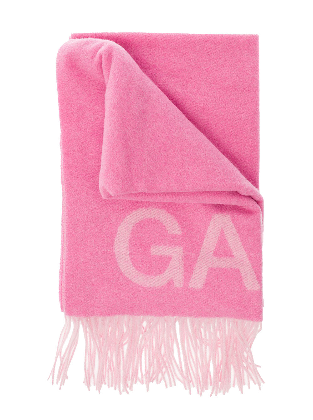 Wool Mix Fringed Scarf Pink Recycled Scarfs And Foulards