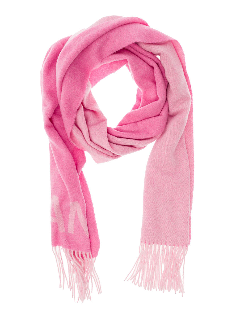 Wool Mix Fringed Scarf Pink Recycled Scarfs And Foulards