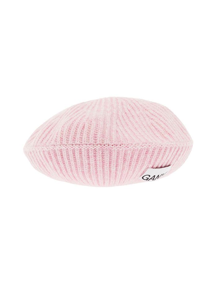Structured Rib Beret Pink Wool Hats And Gloves