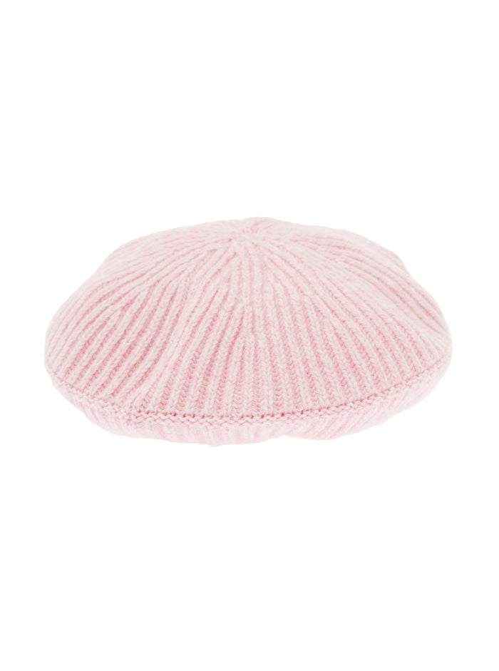 Structured Rib Beret Pink Wool Hats And Gloves
