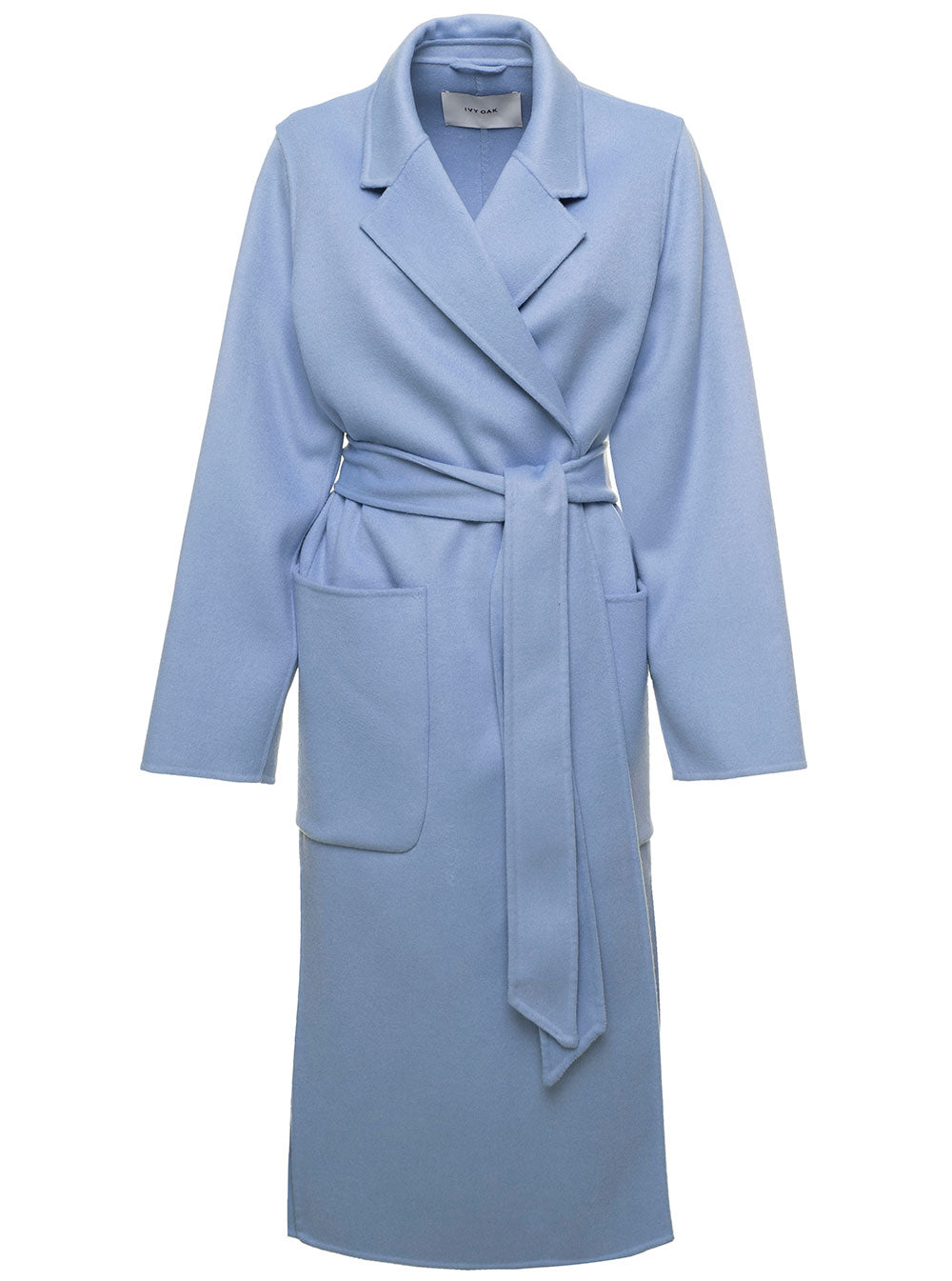 Celia Tie-Waist Single Breasted Light-Blue Coat Wool Woman Ivy Oak Blu