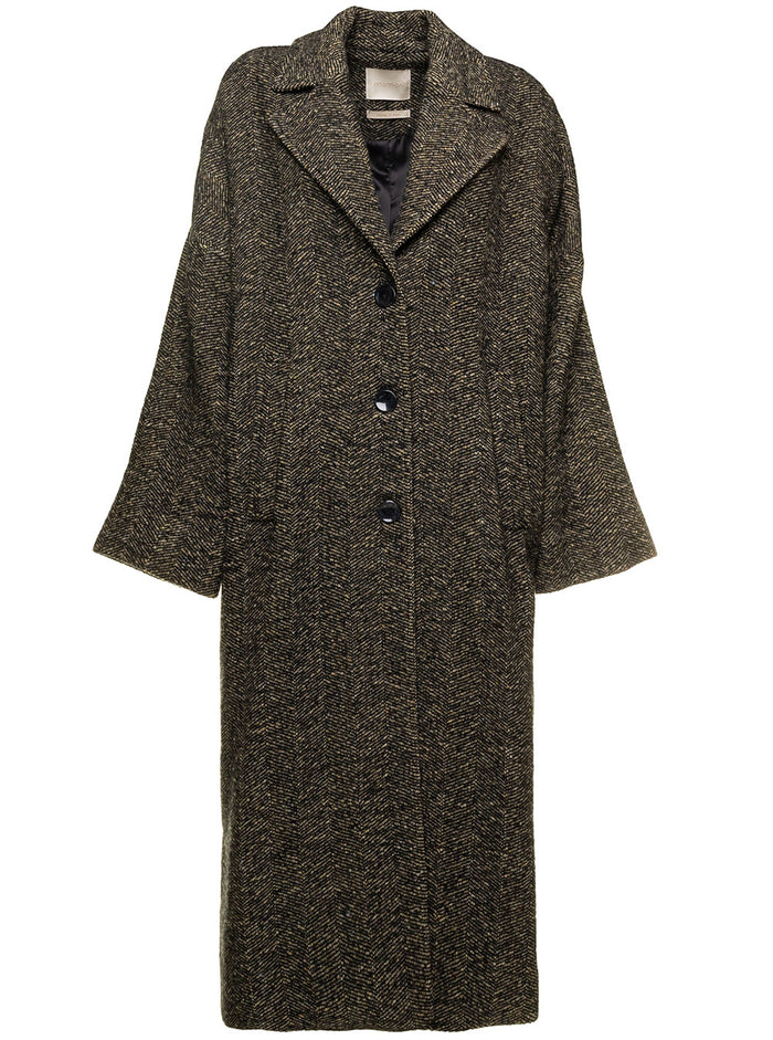 Danimarca Grey Chevron Coat Woman Momonì White Acetate Polyester