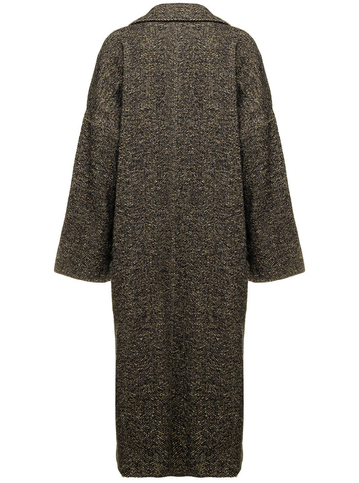 Danimarca Grey Chevron Coat Woman Momonì White Acetate Polyester