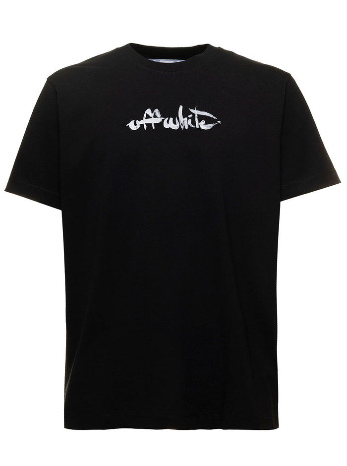 Paint Arrow Slim S-S Tee Black Cotton Tshirts And Polo Shirts