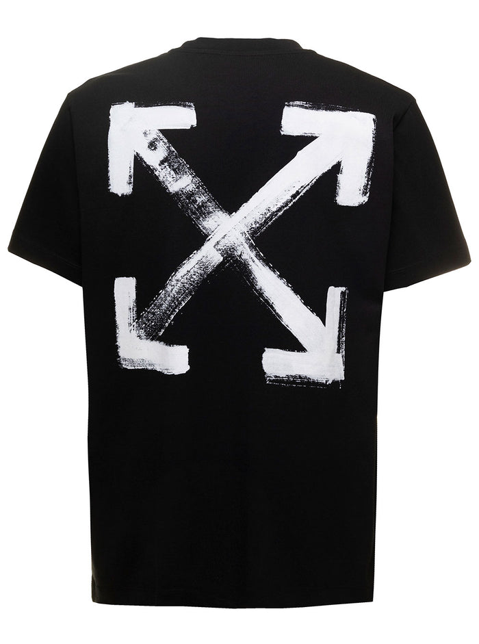 Paint Arrow Slim S-S Tee Black Cotton Tshirts And Polo Shirts