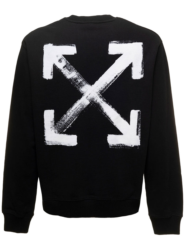 Paint Arrow Slim Crewneck Black Cotton Jersey