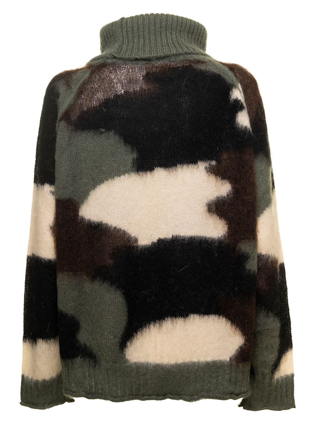 Camouflage High Neck Pull Green Acrylic Polyamide Mohair Jersey