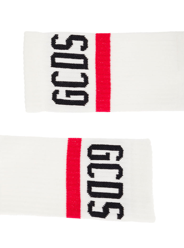 White Socks Terry Cloth With Logo And Contrasting Details Gcds Woman Co Pa Ea Underwear
