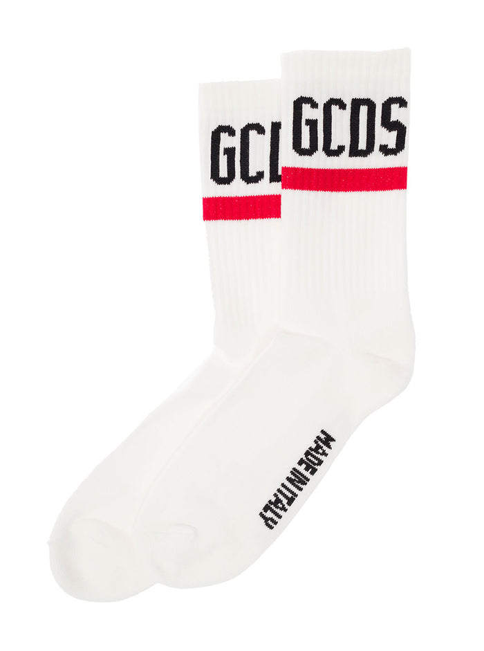 White Socks Terry Cloth With Logo And Contrasting Details Gcds Woman Co Pa Ea Underwear