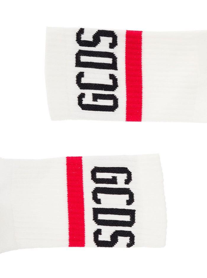 White Socks Terry Cloth With Logo And Contrasting Details Gcds Man Underwear
