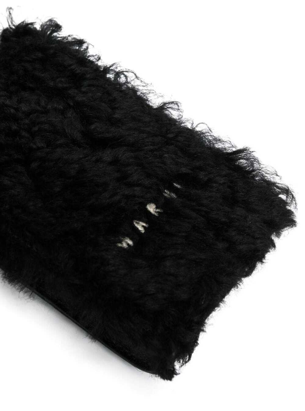 Ns Phone Sleeve Shearling And Tumbled Leather Black Lamb Shoulder Bags