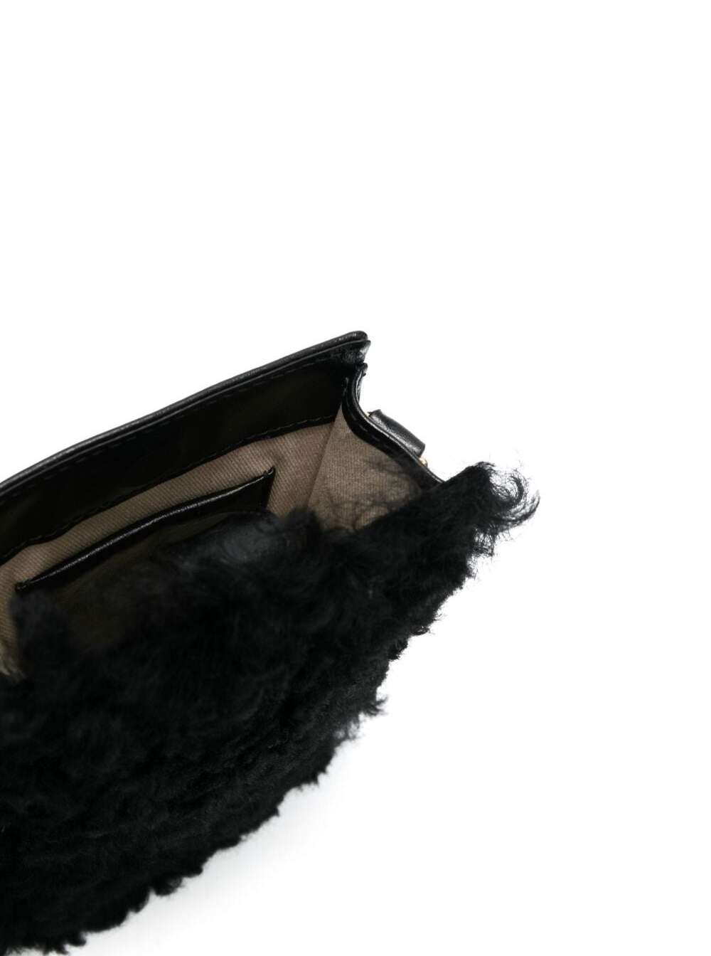 Ns Phone Sleeve Shearling And Tumbled Leather Black Lamb Shoulder Bags