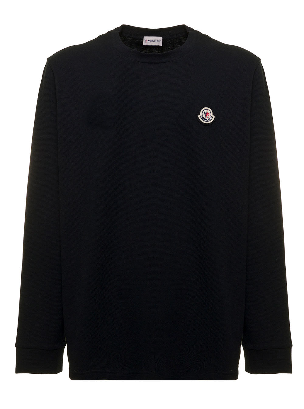 T-Shirt Manica Lunga Cotone Nero Uomo Moncler Black Cotton Jersey