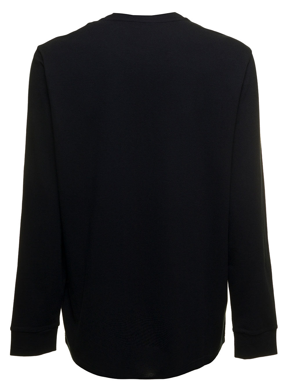 T-Shirt Manica Lunga Cotone Nero Uomo Moncler Black Cotton Jersey