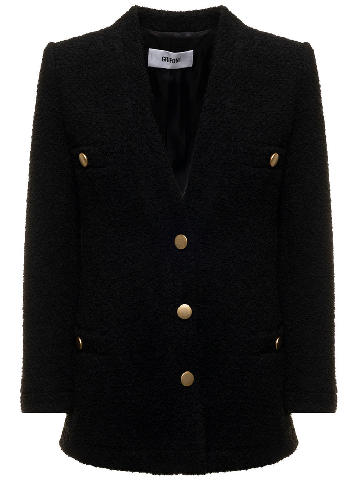 Tweed Jackt Black Blazers