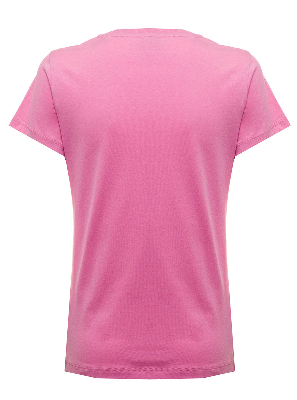 T-Shirt Con Logo Ricamato Pinko Donna Pink Cotton Tshirts And Polo Shirts