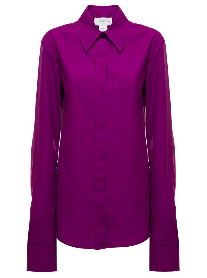 Camicia Taranto Cotone Viola Sportmax Donna Violet Cotton Shirts And Blouses