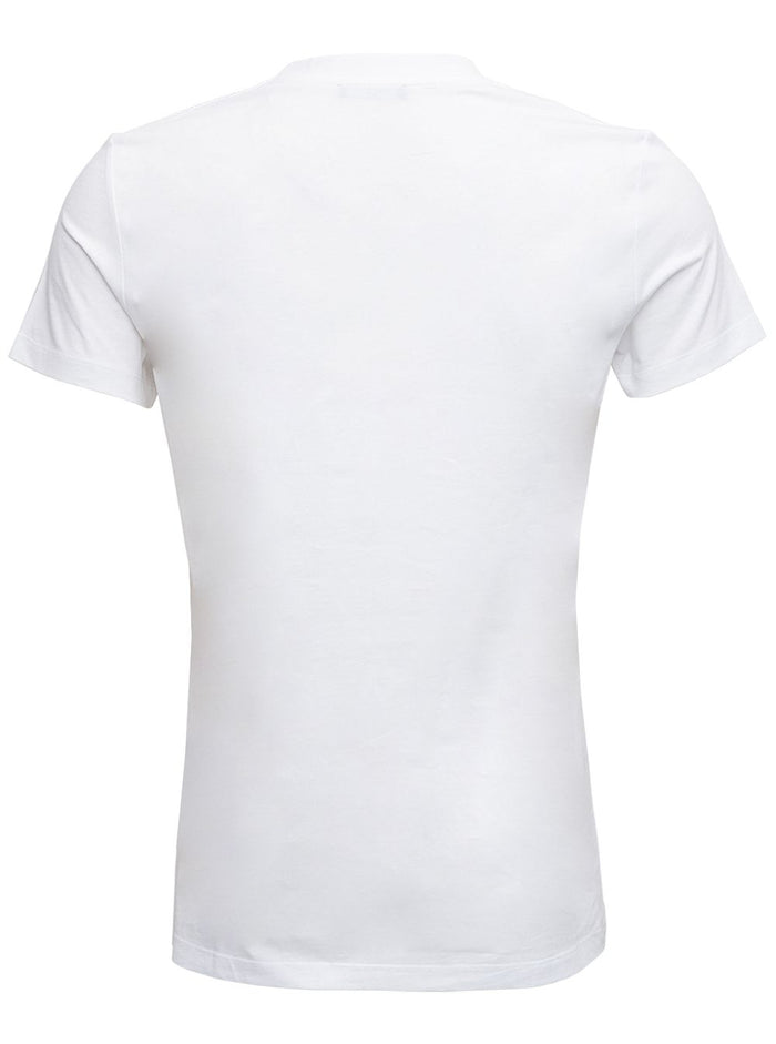 White Jersey T-Shirt With Contrasting Logo Print To The Front Balmain Man Cotton Tshirts And Polo Shirts