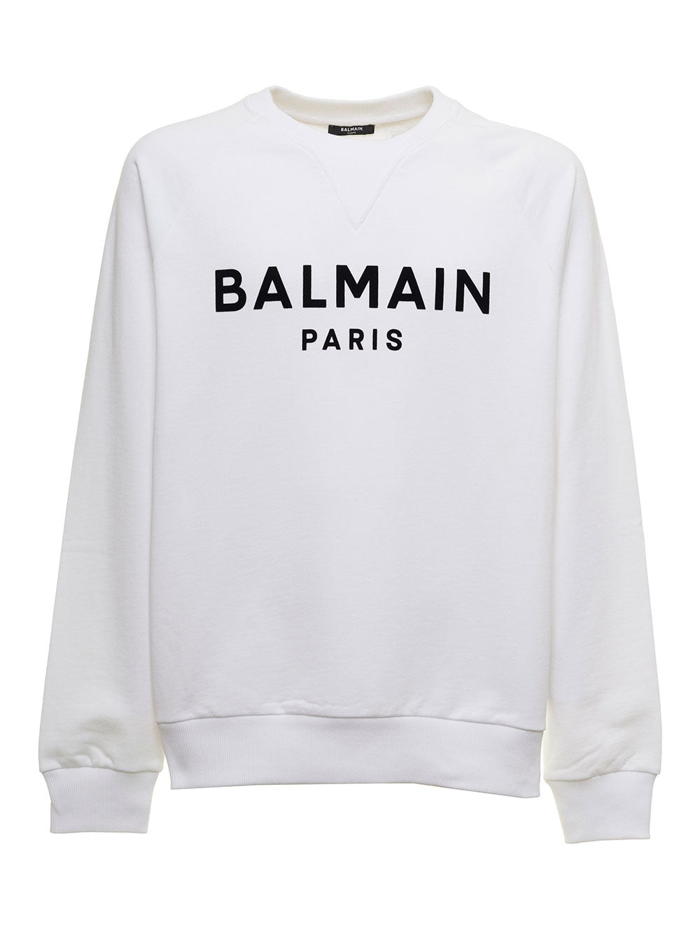 Balmain Mans White Organic Cotton Sweatshirt With Logo Sweatshirts