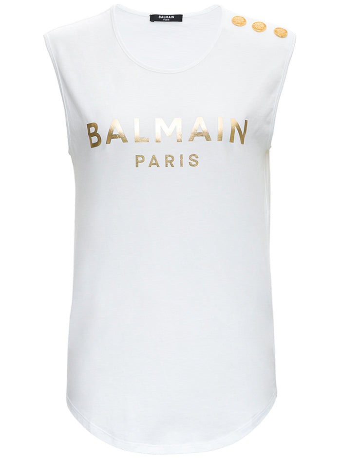 Jersey T-Shirt With Laminated Logo Print White Tshirts And Polo Shirts