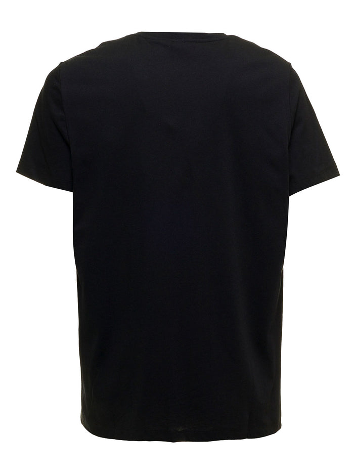 White Jersey T-Shirt With Contrasting Logo Print To The Front Balmain Man Black Cotton Tshirts And Polo Shirts