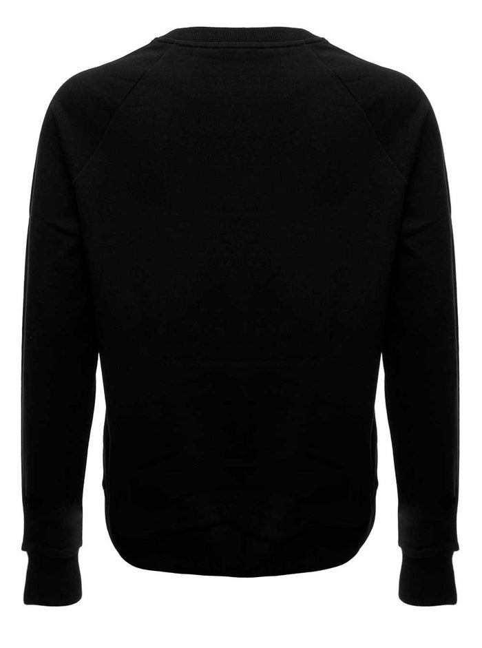 Black Sweatshirt Cotton With Contrasting Logo Print To The Front Balmain Man Sweatshirts