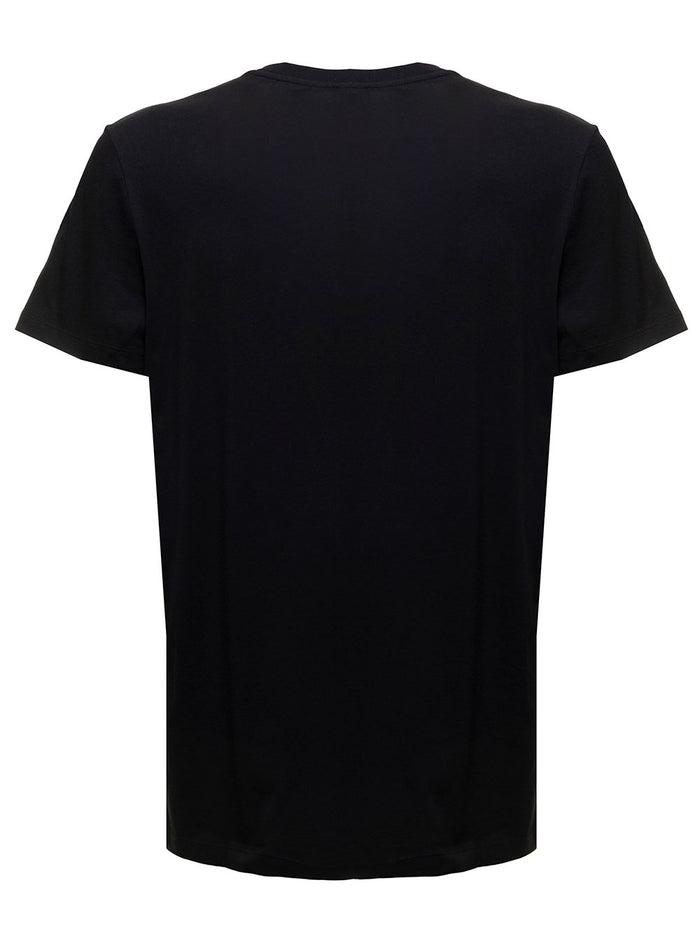 Balmain Woman S Black Cotton T-Shirt With Logo Print Organic Tshirts And Polo Shirts