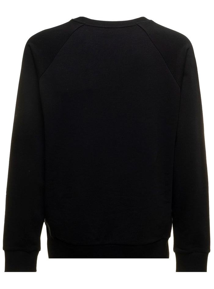 Black Sweatshirt Jersey Cotton With Contrasting Logo Print Balmain Man Sweatshirts
