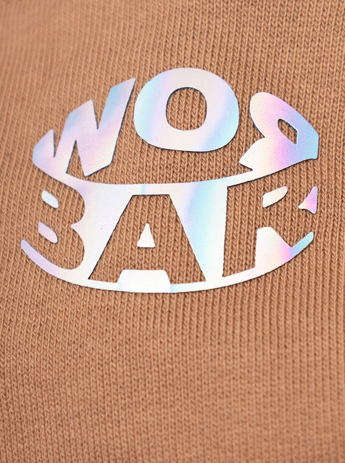 Cropped Printed Dark Beige Sweatshirt Woman Barrow Cotton Sweatshirts